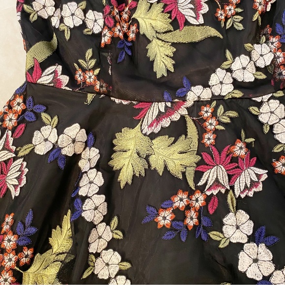 Tahari Size12 Embroidered Mesh Floral Dress Fit and Flare - Picture 5 of 12